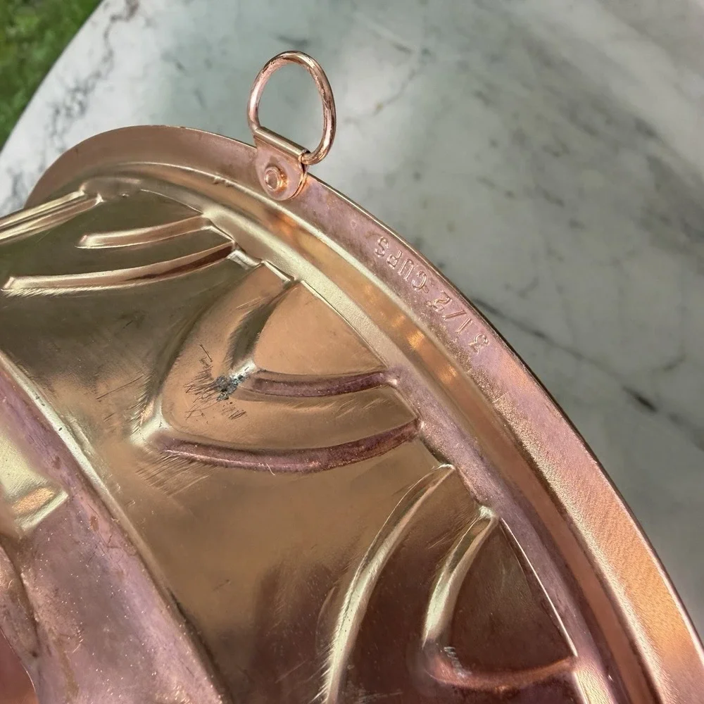 Vintage 70s Copper Bunt‎ Pan Jello Mold Wall Hanging Round  3.5 Cups